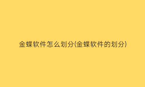 金蝶软件怎么划分(金蝶软件的划分)