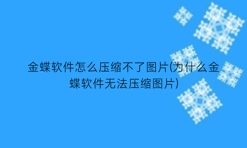 “金蝶软件怎么压缩不了图片(为什么金蝶软件无法压缩图片)