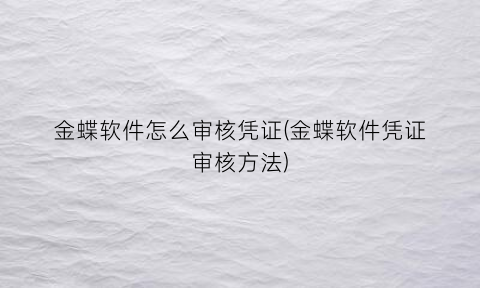 金蝶软件怎么审核凭证(金蝶软件凭证审核方法)