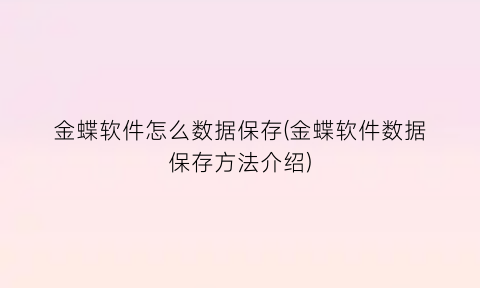 金蝶软件怎么数据保存(金蝶软件数据保存方法介绍)