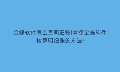 金蝶软件怎么查明细账(掌握金蝶软件核算明细账的方法)