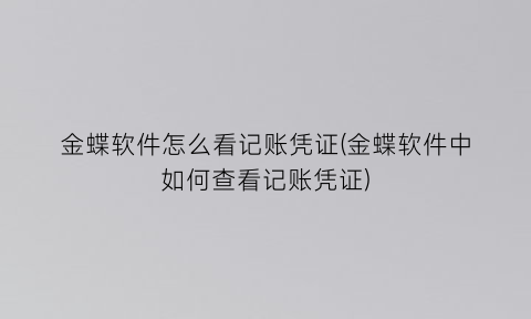 “金蝶软件怎么看记账凭证(金蝶软件中如何查看记账凭证)