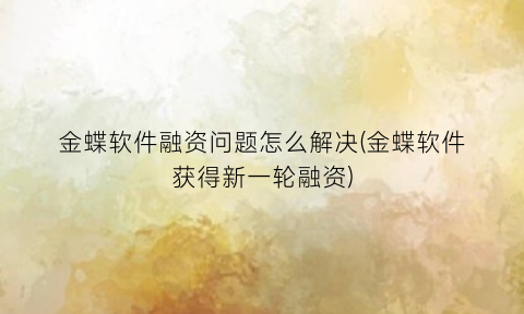 金蝶软件融资问题怎么解决(金蝶软件获得新一轮融资)