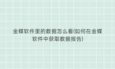 金蝶软件里的数据怎么看(如何在金蝶软件中获取数据报告)