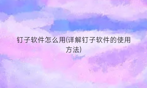 “钉子软件怎么用(详解钉子软件的使用方法)