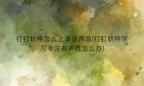钉钉软件怎么上课没声音(钉钉软件学习中没有声音怎么办)