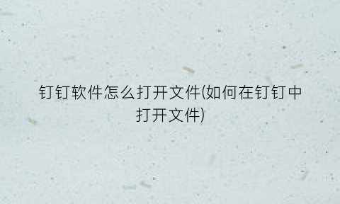 钉钉软件怎么打开文件(如何在钉钉中打开文件)
