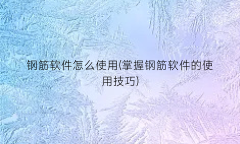 钢筋软件怎么使用(掌握钢筋软件的使用技巧)