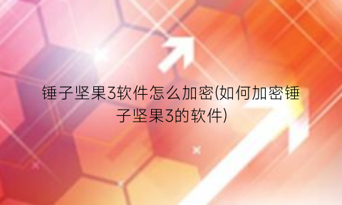 “锤子坚果3软件怎么加密(如何加密锤子坚果3的软件)