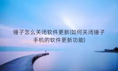 “锤子怎么关闭软件更新(如何关闭锤子手机的软件更新功能)
