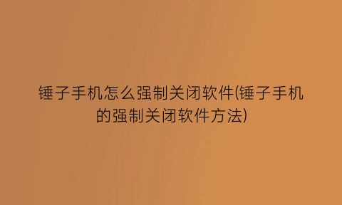 锤子手机怎么强制关闭软件(锤子手机的强制关闭软件方法)