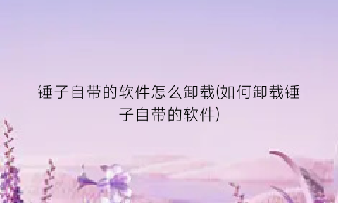 “锤子自带的软件怎么卸载(如何卸载锤子自带的软件)