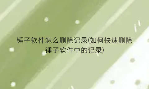 锤子软件怎么删除记录(如何快速删除锤子软件中的记录)