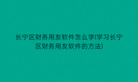 长宁区财务用友软件怎么学(学习长宁区财务用友软件的方法)