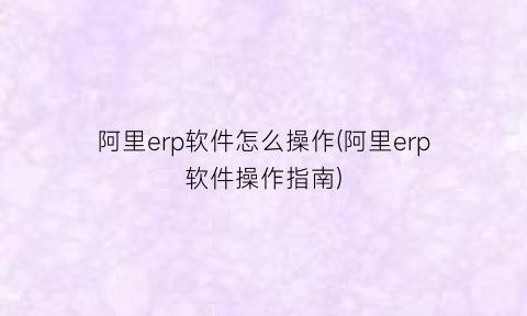 阿里erp软件怎么操作(阿里erp软件操作指南)