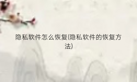 隐私软件怎么恢复(隐私软件的恢复方法)