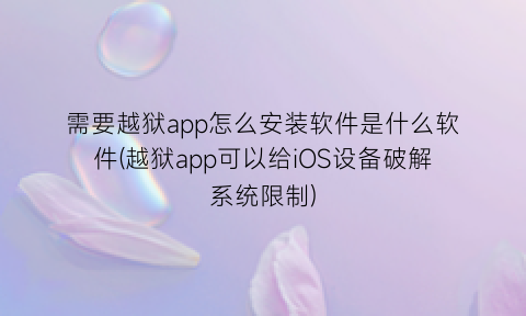 “需要越狱app怎么安装软件是什么软件(越狱app可以给iOS设备破解系统限制)