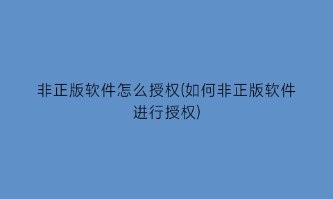 非正版软件怎么授权(如何非正版软件进行授权)