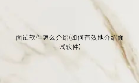 “面试软件怎么介绍(如何有效地介绍面试软件)