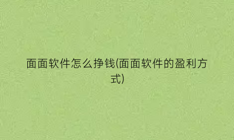 面面软件怎么挣钱(面面软件的盈利方式)