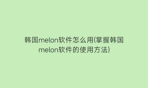 韩国melon软件怎么用(掌握韩国melon软件的使用方法)
