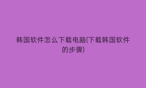 “韩国软件怎么下载电脑(下载韩国软件的步骤)