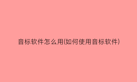 “音标软件怎么用(如何使用音标软件)
