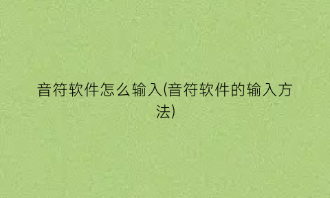 “音符软件怎么输入(音符软件的输入方法)