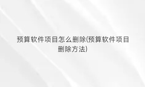 预算软件项目怎么删除(预算软件项目删除方法)