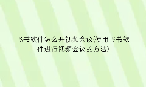 “飞书软件怎么开视频会议(使用飞书软件进行视频会议的方法)