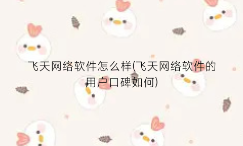 “飞天网络软件怎么样(飞天网络软件的用户口碑如何)