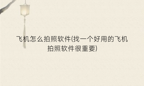 “飞机怎么拍照软件(找一个好用的飞机拍照软件很重要)