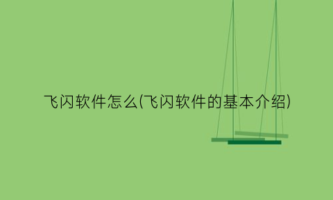 “飞闪软件怎么(飞闪软件的基本介绍)