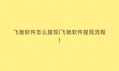 “飞驰软件怎么提现(飞驰软件提现流程)