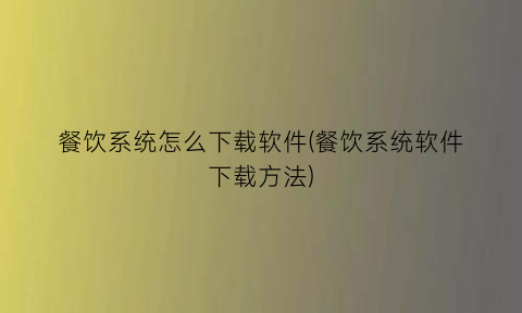 餐饮系统怎么下载软件(餐饮系统软件下载方法)