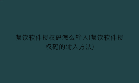“餐饮软件授权码怎么输入(餐饮软件授权码的输入方法)