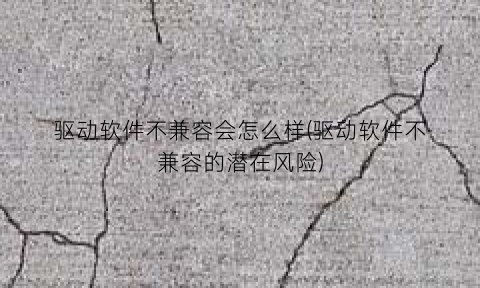 “驱动软件不兼容会怎么样(驱动软件不兼容的潜在风险)