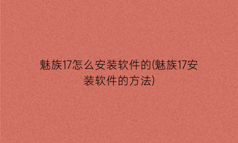 “魅族17怎么安装软件的(魅族17安装软件的方法)