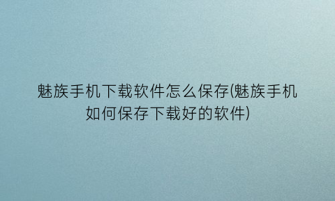 “魅族手机下载软件怎么保存(魅族手机如何保存下载好的软件)