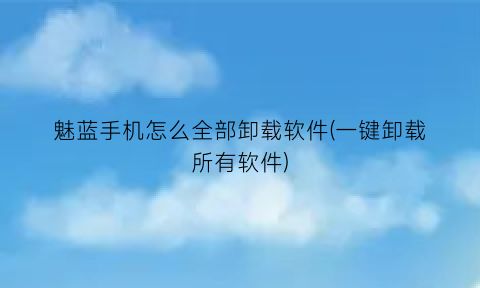 “魅蓝手机怎么全部卸载软件(一键卸载所有软件)