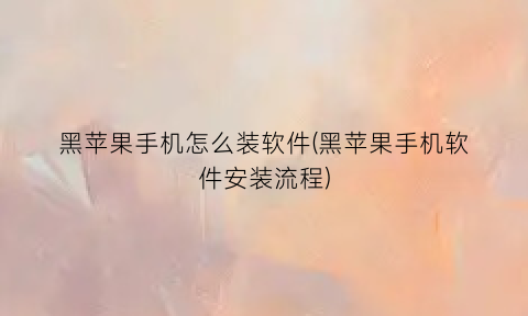 黑苹果手机怎么装软件(黑苹果手机软件安装流程)