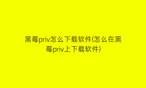 黑莓priv怎么下载软件(怎么在黑莓priv上下载软件)