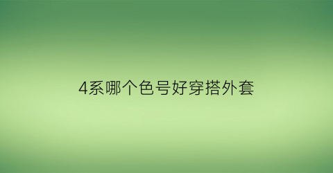 4系哪个色号好穿搭外套(4系哪个色号好穿搭外套图片)