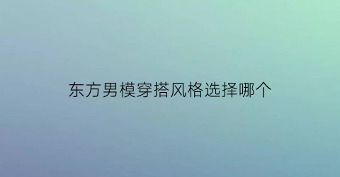 东方男模穿搭风格选择哪个(东方男模上海店)