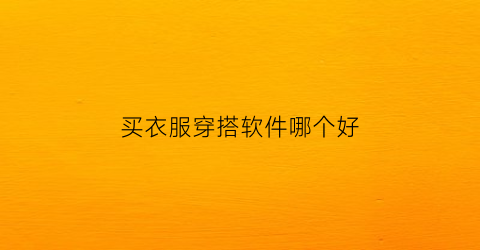 买衣服穿搭软件哪个好(穿搭买衣服的软件)