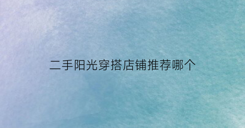 二手阳光穿搭店铺推荐哪个(二手阳光穿搭店铺推荐哪个品牌好)