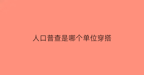 人口普查是哪个单位穿搭(人口普查是哪个单位进行)