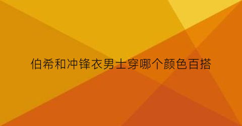 伯希和冲锋衣男士穿哪个颜色百搭(冲锋衣伯希和好还是骆驼牌好)