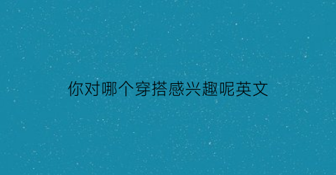 你对哪个穿搭感兴趣呢英文(对穿搭的见解)