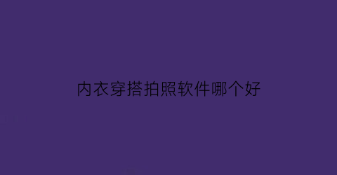 内衣穿搭拍照软件哪个好(内衣拍照技巧)